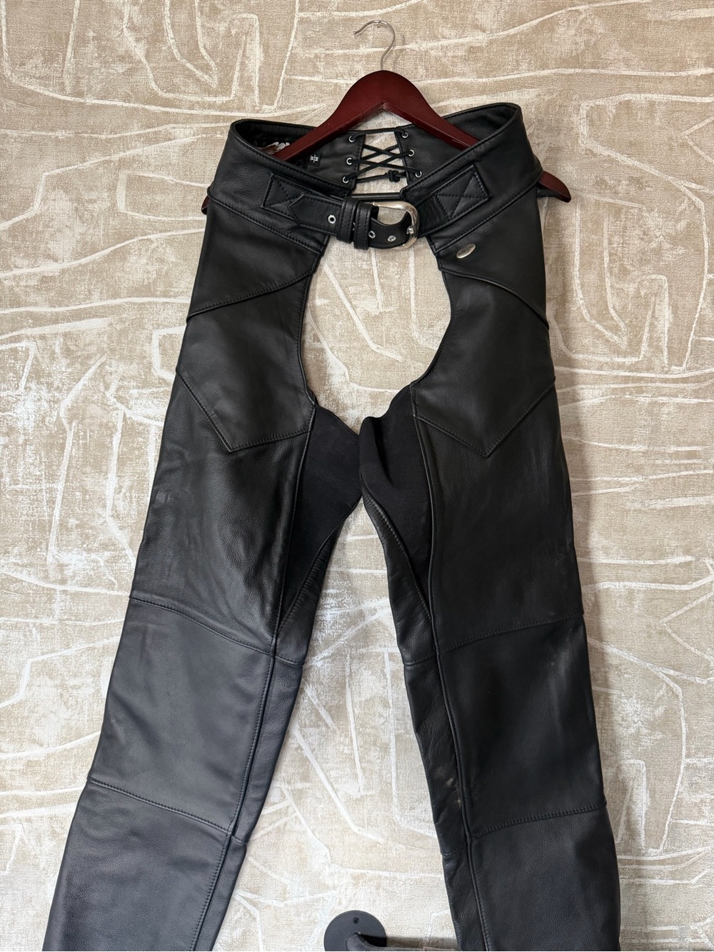 Harley Davidson Black Genuine Leather Chaps MEDIUM